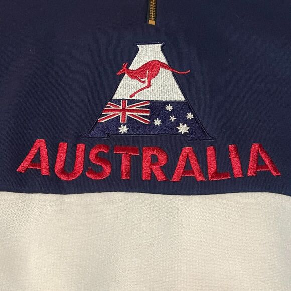 NWT Kanley Australia Quarter Zip Sweatshirt Red White Blue Made in Australia XXL - Picture 2 of 8